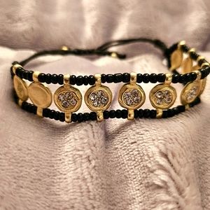 Metal and crystal beaded bracelet